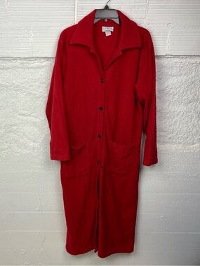 Modern Elements Intimates Red Fleece Button-Up house coat size medium
